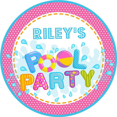 Pool Birthday Party Stickers or Favor Tags