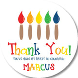 Primary color paintbrush birthday sticker for art parties