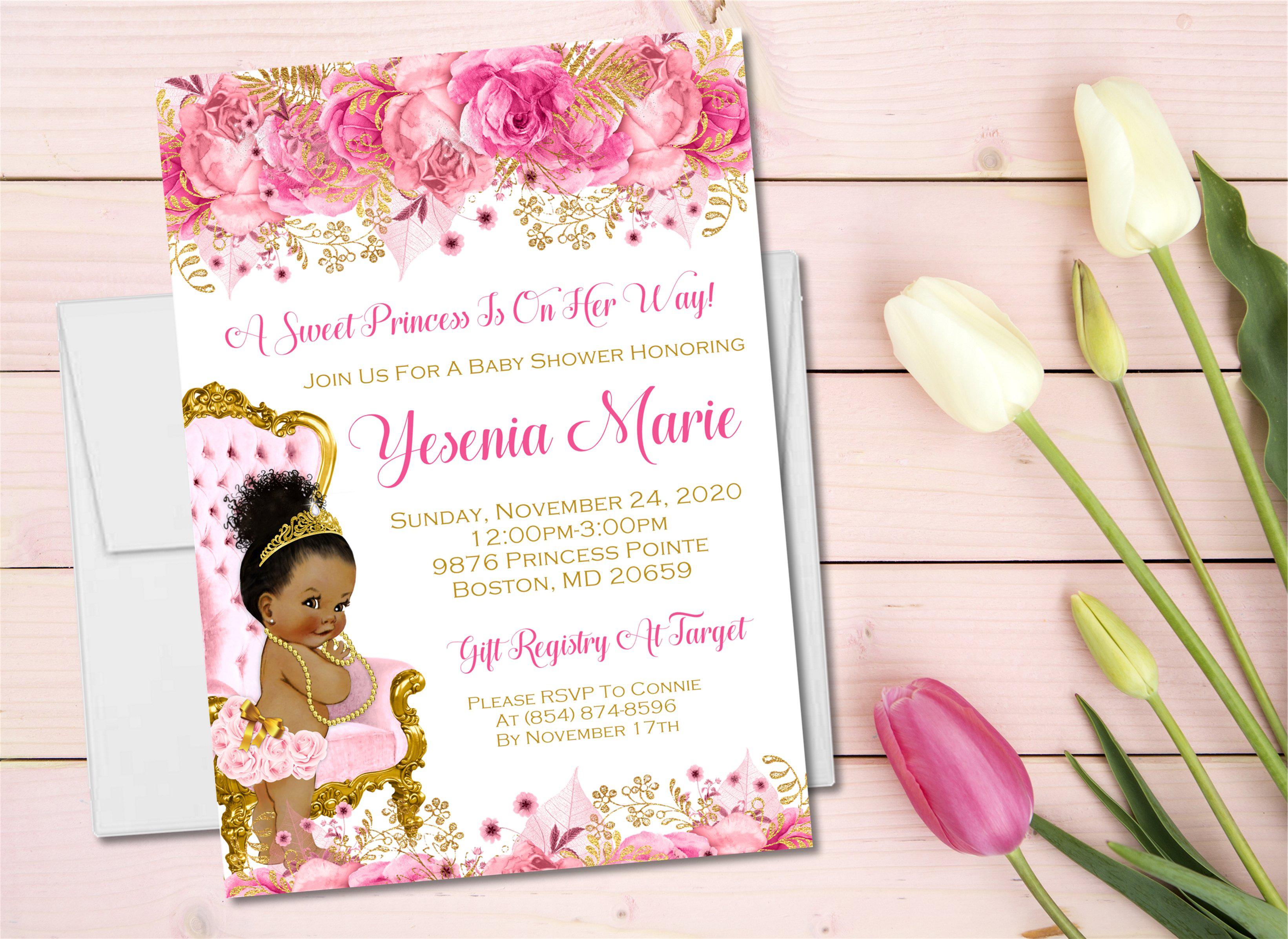 Pink Princess Baby Shower Invitations Princess Crown Baby Shower