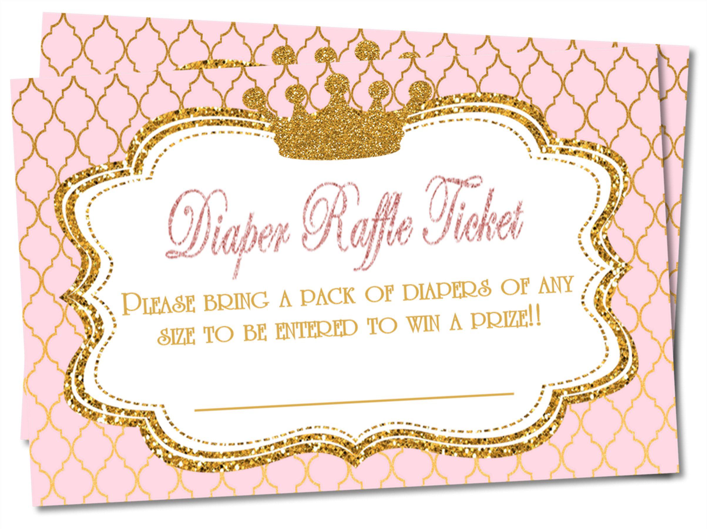 Princess Pink & Gold Diaper Raffle Tickets