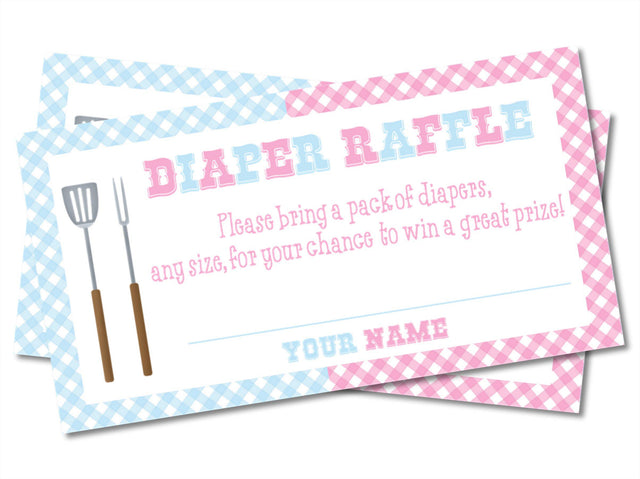 Printable BBQ Gender Reveal Diaper Raffle Tickets