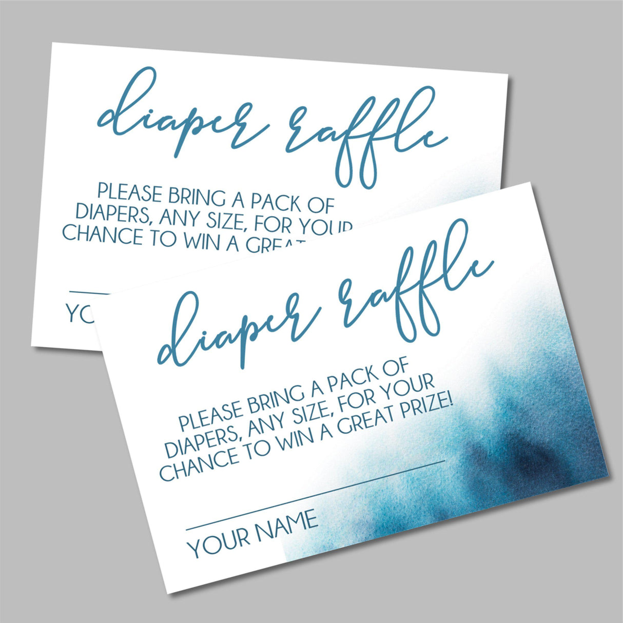 Printable Blue Watercolor Baby Shower Diaper Raffle Tickets