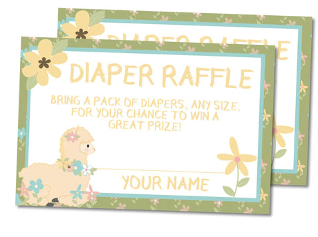 Printable Daisy & Llama Baby Shower Diaper Raffle Tickets