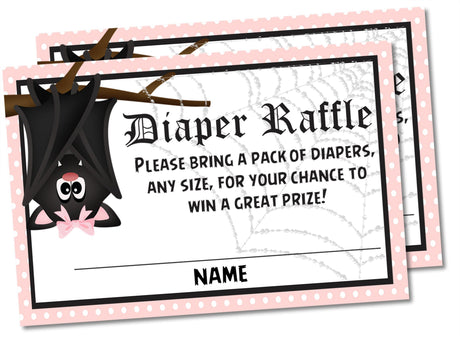 Printable Halloween Bat Baby Shower Diaper Raffle Tickets