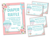 Printable Hot Air Balloon Baby Shower Diaper Raffle Sign and Tickets