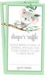 Printable Koala Baby Shower Diaper Raffle Tickets