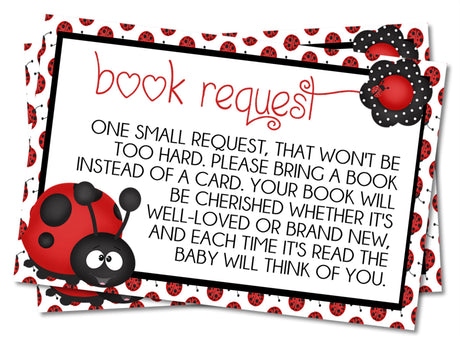 Printable Ladybug Baby Shower Book Request Cards