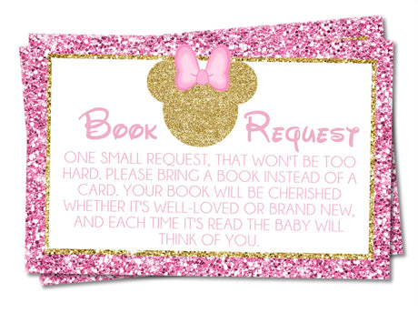 Printable Minnie Mouse Baby Shower Book Request Cards
