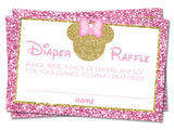 Printable Minnie Mouse Baby Shower Diaper Raffle Sign and Tickets