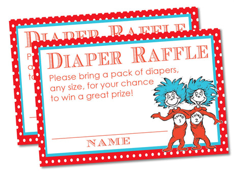 Printable Thing 1 & Thing 2 Baby Shower Diaper Raffle Tickets