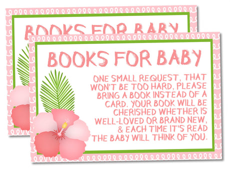 Printable Tropical Hibiscus Baby Shower Book Request Cards