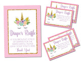 Printable Unicorn Baby Shower Diaper Raffle Sign and Tickets