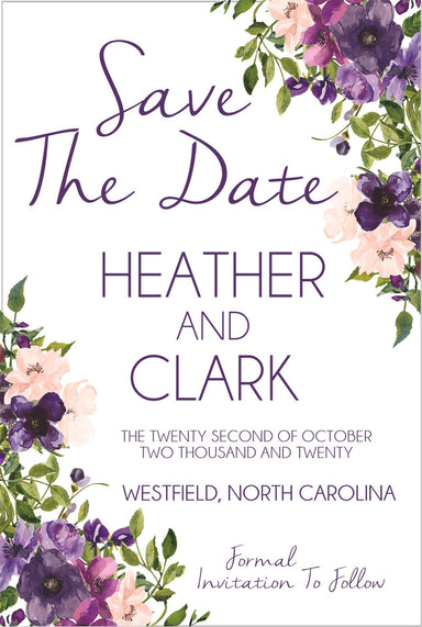 Purple And Pink Wedding Save The Date Cards