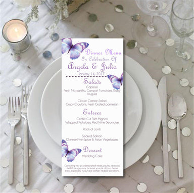 Purple Butterfly Wedding Menus