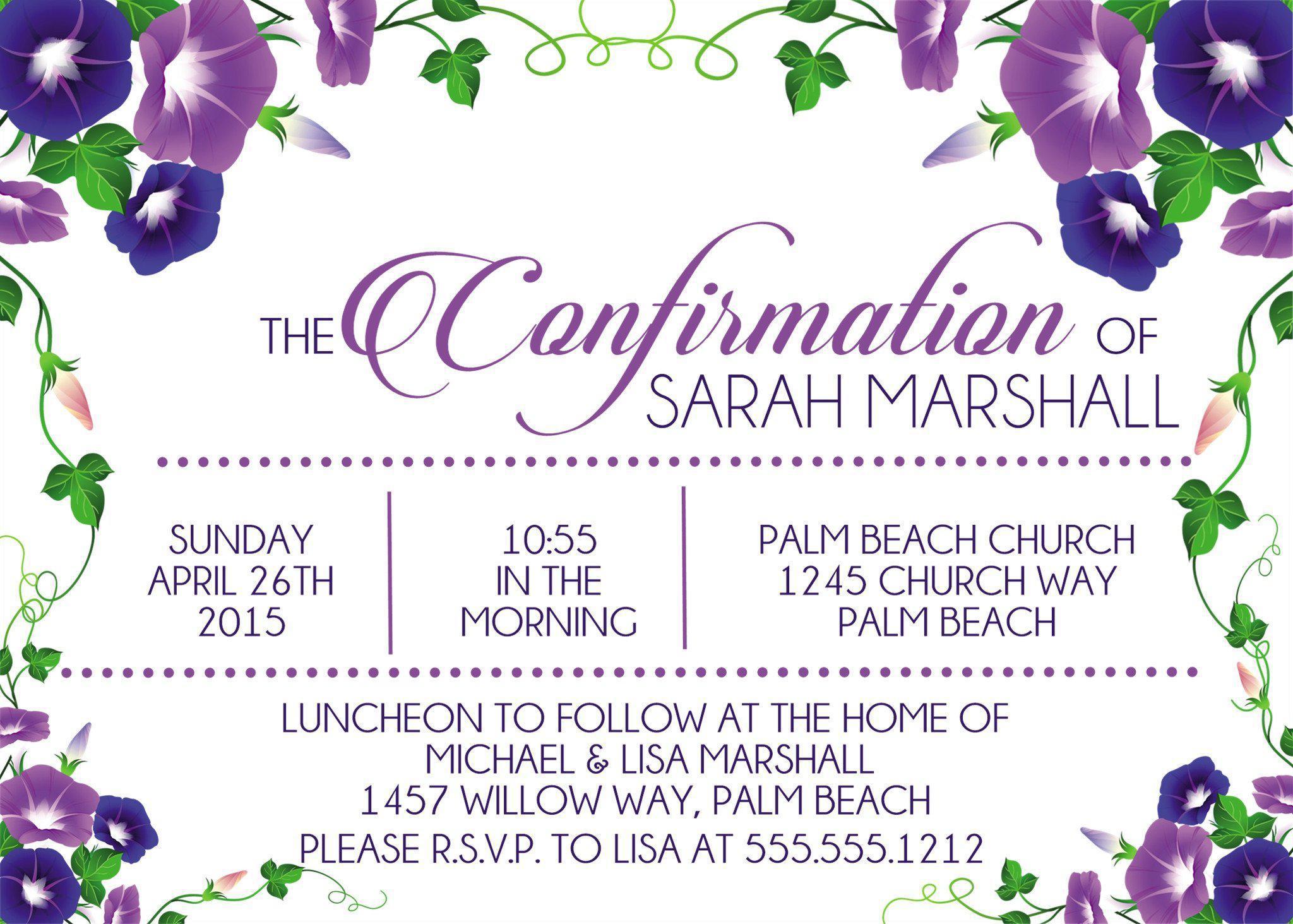 Purple Confirmation Invitations