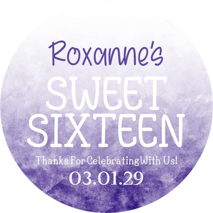 Purple Ombre Sweet 16 Stickers Or Favor Tags