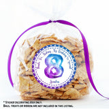 Purple and blue nebula birthday favor label