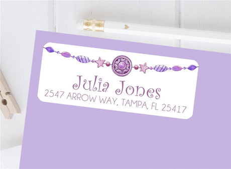 Purple boho beaded arrow personalized address labels