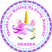 Purple magical unicorn birthday sticker with personalized name