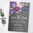 Purple pink wedding save the dates
