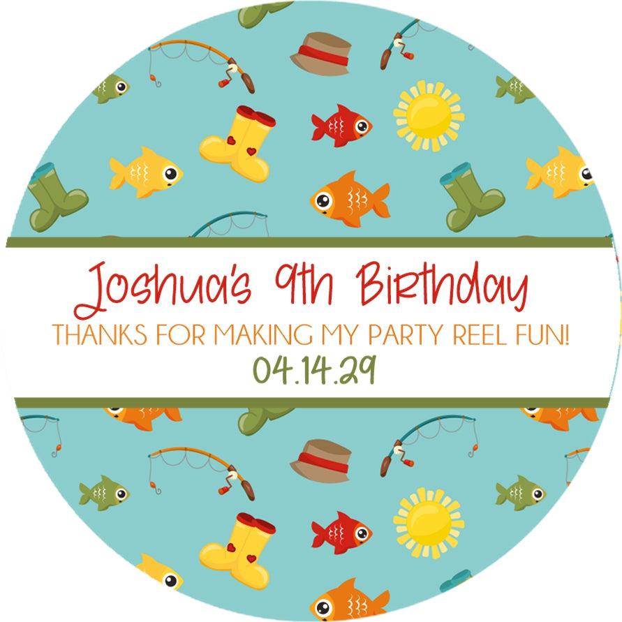 REEL fun fishing party favor label