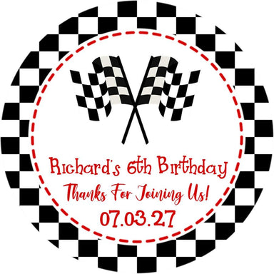 Race Car Racing Flag Birthday Party Stickers Or Favor Tags