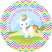 Rainbow chevron unicorn birthday sticker design