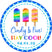 Rainbow watercolor popsicle birthday sticker