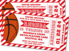 Red Basketball Birthday Party Ticket Invitations