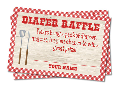 Red Gingham BBQ Baby Shower Diaper Raffle Printable