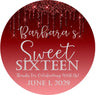 Red Sweet Sixteen sticker with personalized name