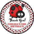 Red and black ladybug birthday sticker