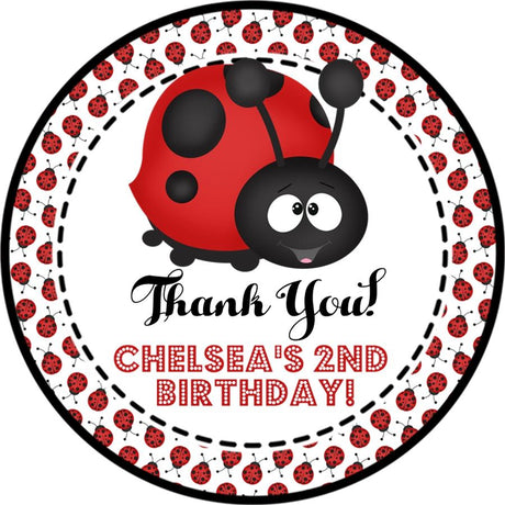 Red and black ladybug birthday sticker