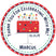 Red and blue birthday cake sticker with colorful stars