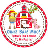 Red barn farm girl birthday sticker design