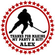 Red black hockey favor labels