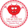 Red furry monster Valentine sticker