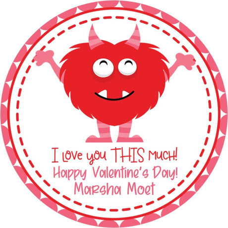 Red furry monster Valentine sticker