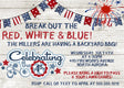 Red white and blue 4th of July BBQ invitation with bunting