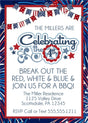 Red white and blue celebrating the 4th BBQ invitation