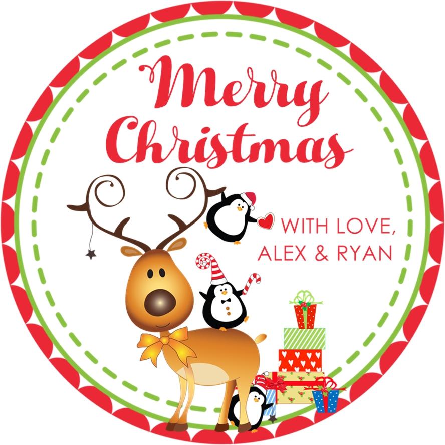 Reindeer And Penguin Christmas Stickers