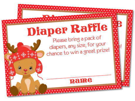 Reindeer Baby Shower Diaper Raffle Tickets Printable PDF Download