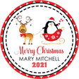 Reindeer pulling penguin sleigh Christmas sticker