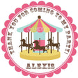 Retro carnival horse silhouette favor label with pink border