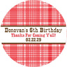 Rodeo party favor label with gingham print