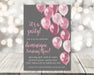 Rose Pink And Grey Balloon Birthday Party Invitations