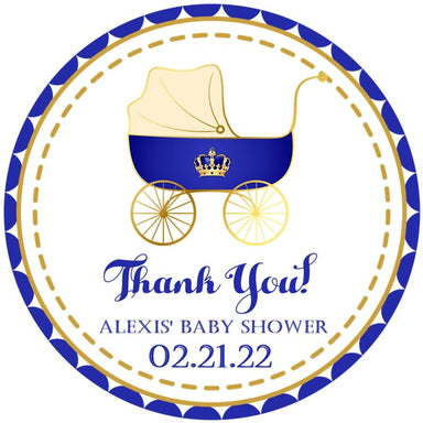 Royal Blue And Gold Royal Prince Baby Shower Stickers Or Favor Tags