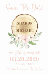 Rustic Woodslice Wedding Save The Date Cards