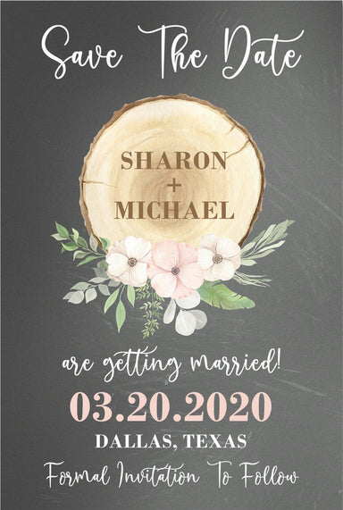 Rustic Woodslice Wedding Save The Date Cards