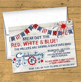Rustic wood Independence Day party invitation